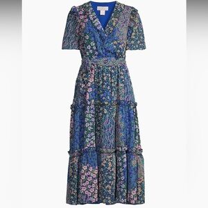 Rachel Parcell Blue Green Floral Midi/Maxi Dress Size 2  Romantic Flowy Fairy